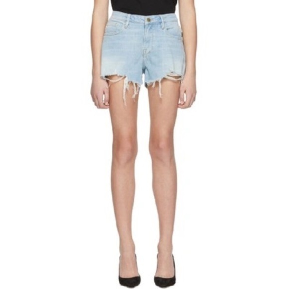 Frame Le Grand Garcon Raw-Edge Denim Shorts - Picture 13 of 13
